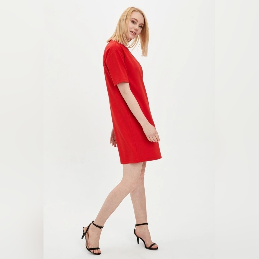 Zara Women's Red Short Sleeve Pullover Shirt Mini Dress Size M